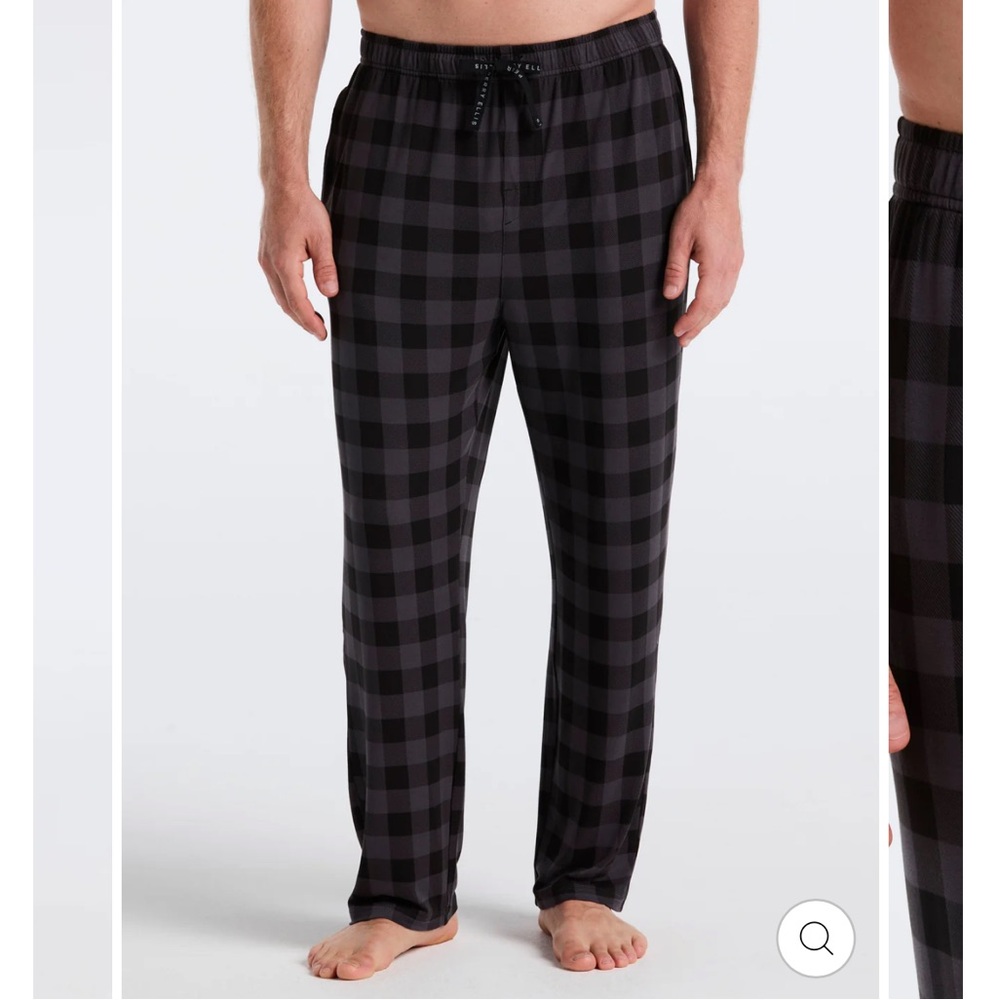 NWT Perry Ellis Portfolio Deluxe Touch Black Gray Plaid Pajama Lounge Pants L